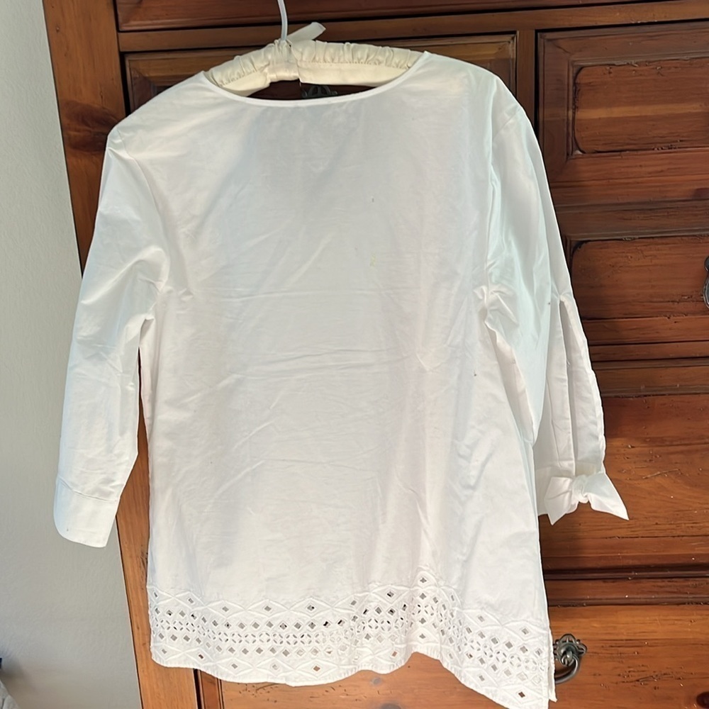Talbots Women’s White Blouse Tunic Size Large NWOT - Picture 6 of 9
